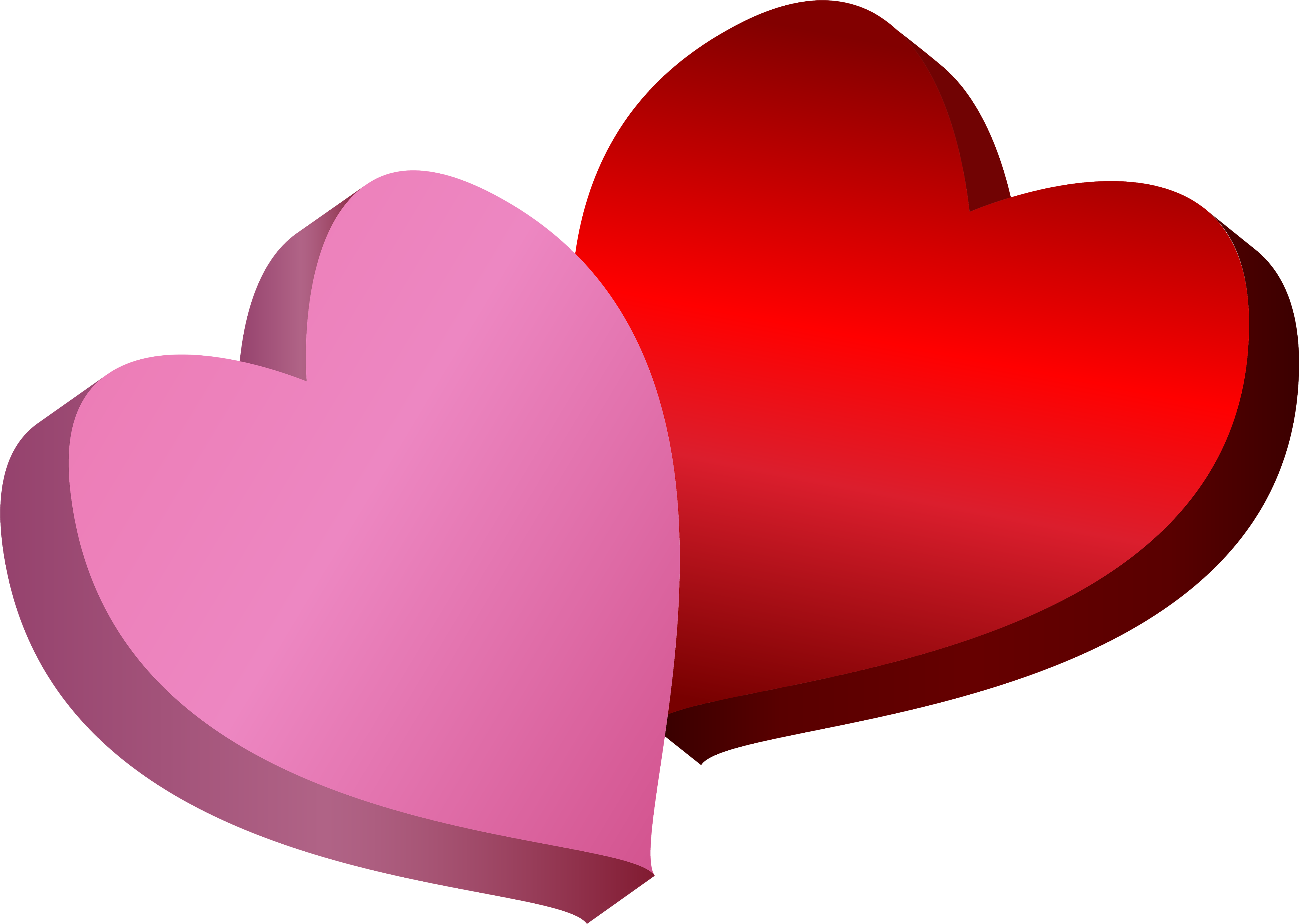 Pink And Red Hearts Png Clipart - Red And Pink Hearts Transparent Png (5000x3557), Png Download
