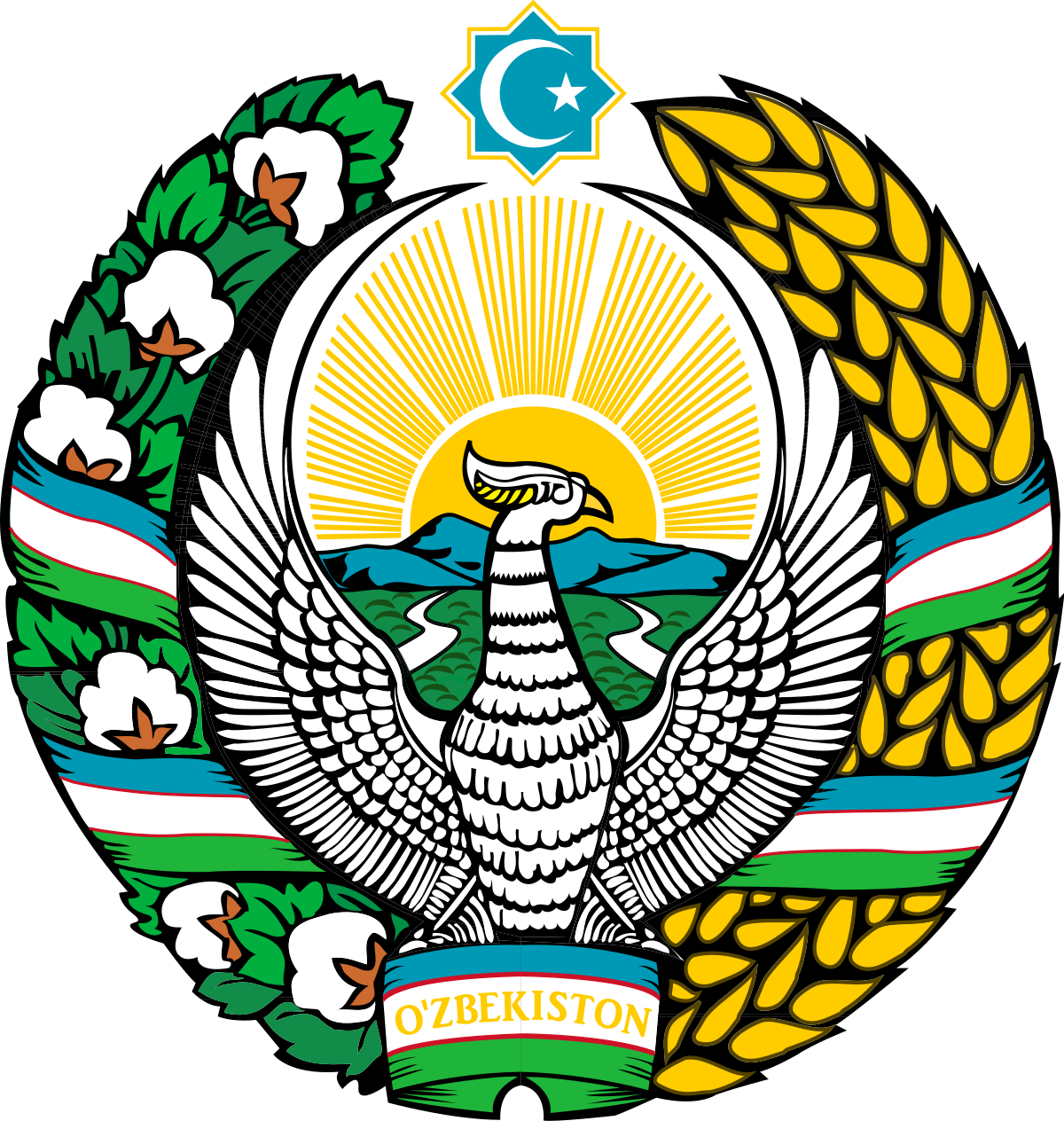Emblem Of Uzbekistan Clipart (1200x1264), Png Download