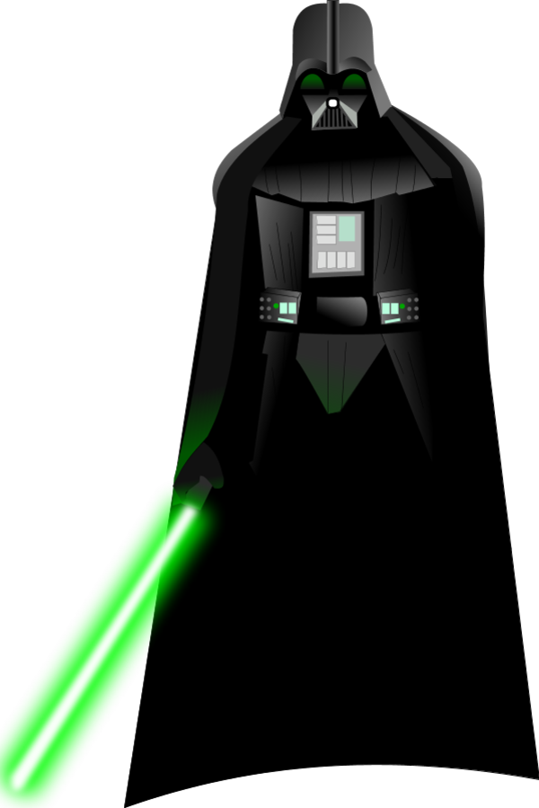 Clip Art Cliparts Co - Cartoon Darth Vader With Light Saber - Png Download (600x899), Png Download