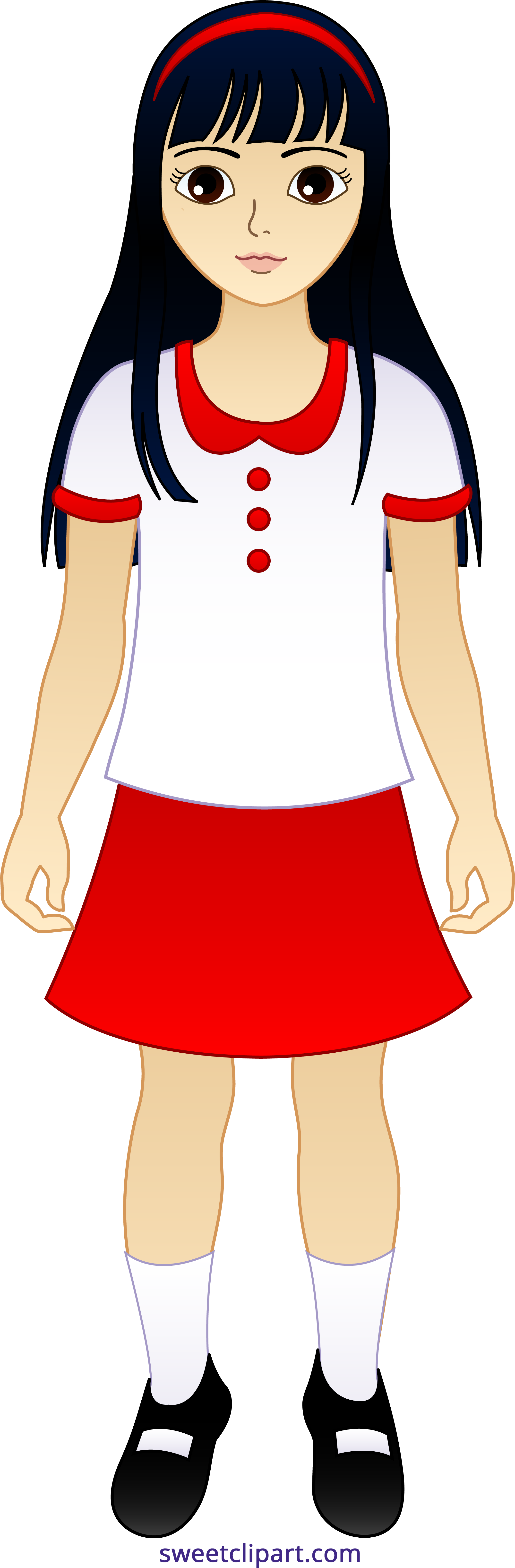 Asian Clipart Clip Art Transparent - Girl In A School Uniform Clipart - Png Download (2120x6453), Png Download