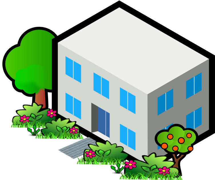 Town Hall Clip Art - House With Flat Roof Clipart - Png Download (800x678), Png Download