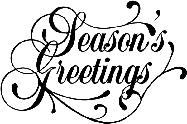Seasons Greetings Png Free Download - Seasons Greetings Black And White Clipart Transparent Png (600x600), Png Download