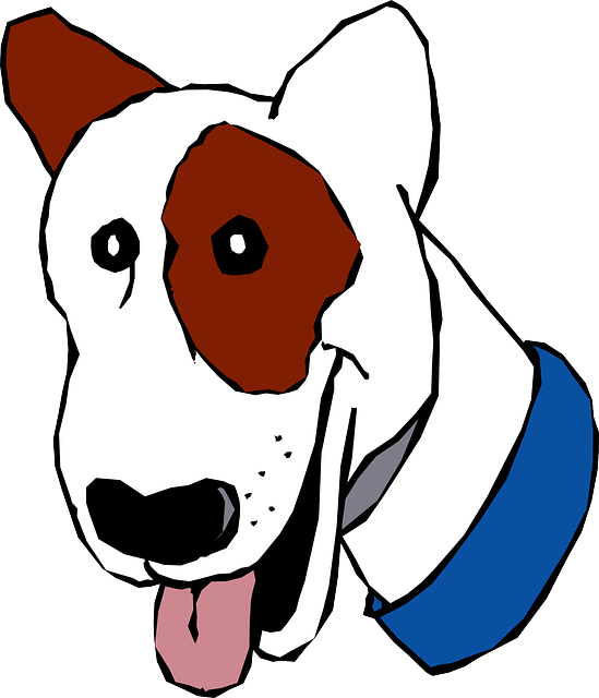 Head, Brown, Blue, White, Cartoon, Dog, Animal, Tongue - Dog Head Cartoon Png Clipart (549x640), Png Download