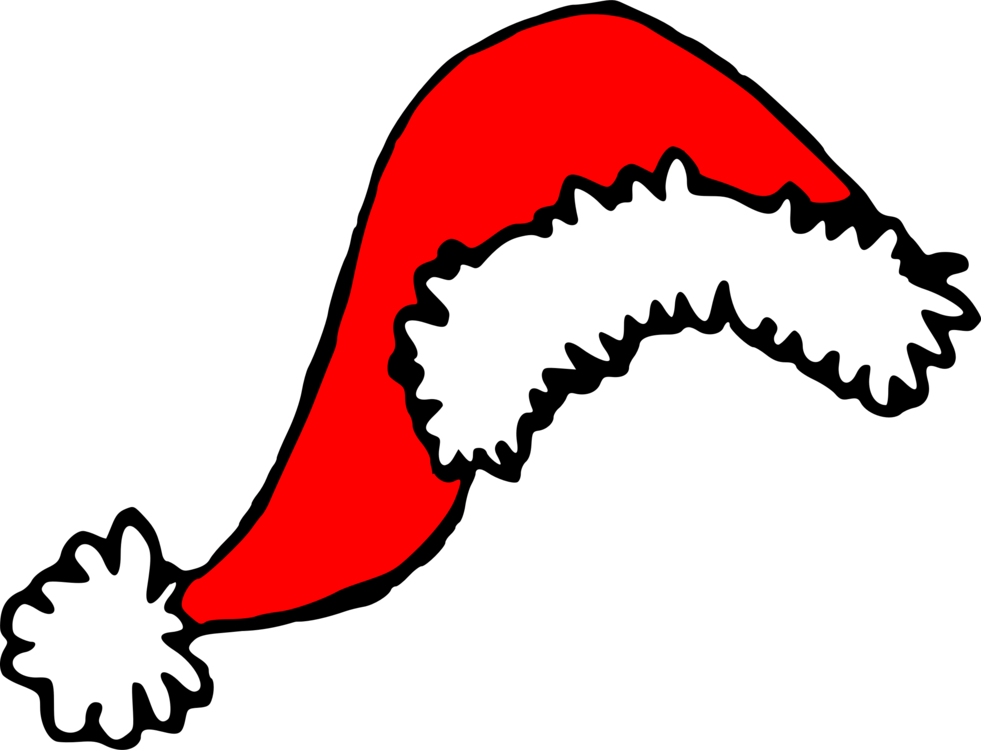 Mouth,wing,santa Claus - Christmas Hat Drawing Png Clipart (981x750), Png Download