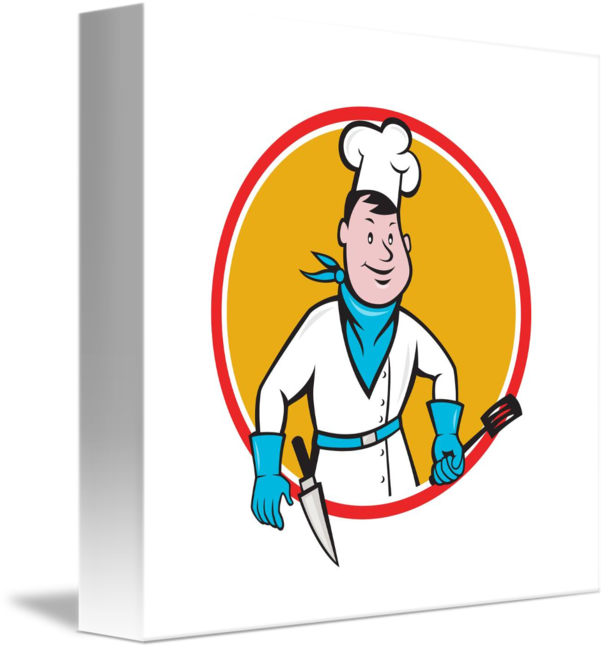Chef Cook Holding Circle - Knife Clipart (606x650), Png Download