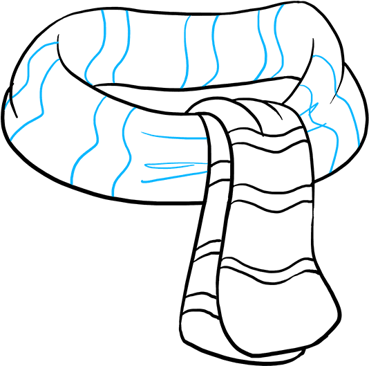 How To Draw Scarf - Scarf Drawing Clipart (680x678), Png Download