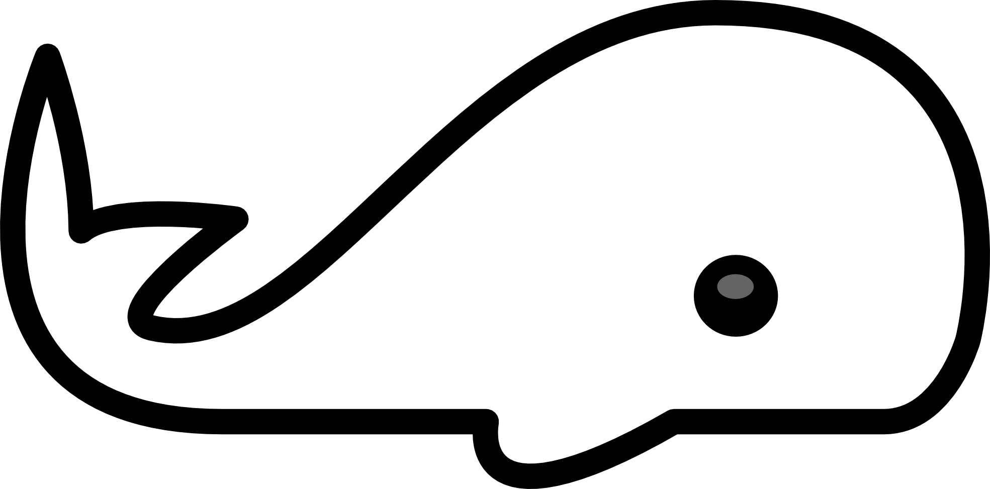 Black And White Clip Art Whale - Png Download (999x494), Png Download