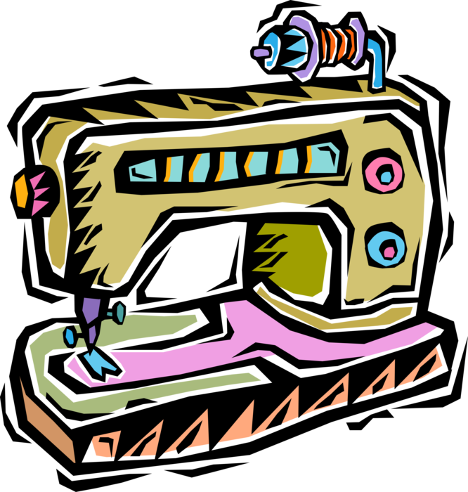 Vector Illustration Of Home Sewing Machine For Stitching - Sewing Machine Clip Art - Png Download (666x700), Png Download