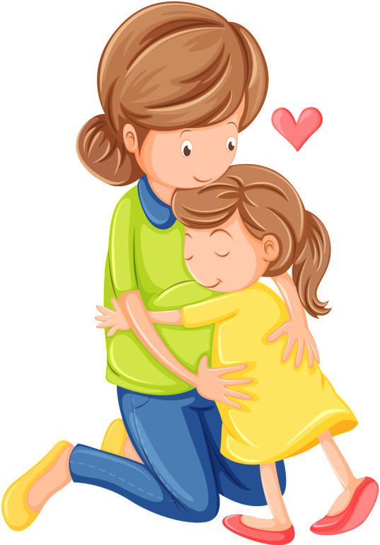 Hugging Clipart Kiss Goodnight, Hugging Kiss Goodnight - Mom And Child Clipart - Png Download (604x773), Png Download