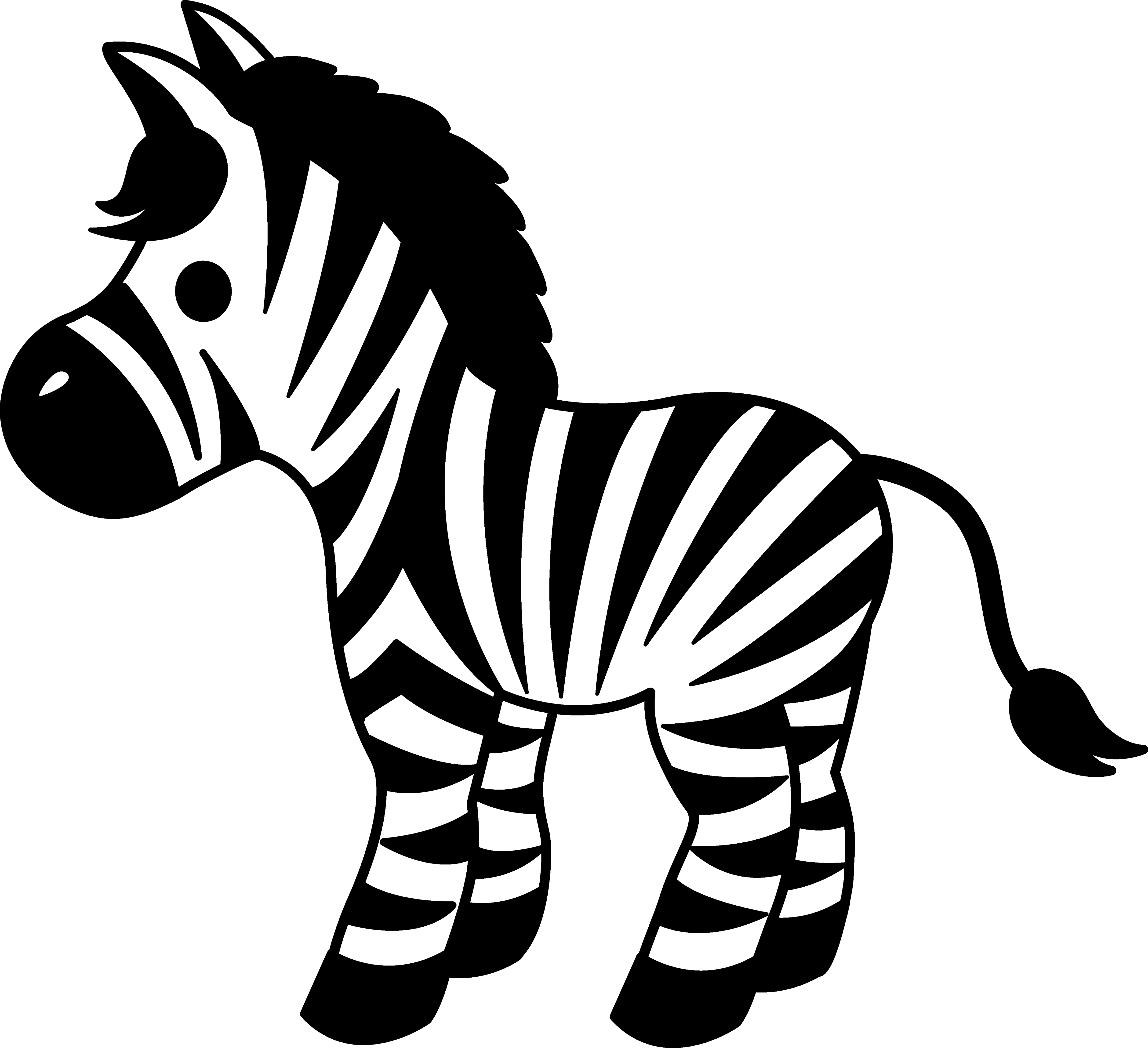 Baby Zebra Clip Art Black And White - Zebra Clipart Black And White - Png Download (4908x4481), Png Download