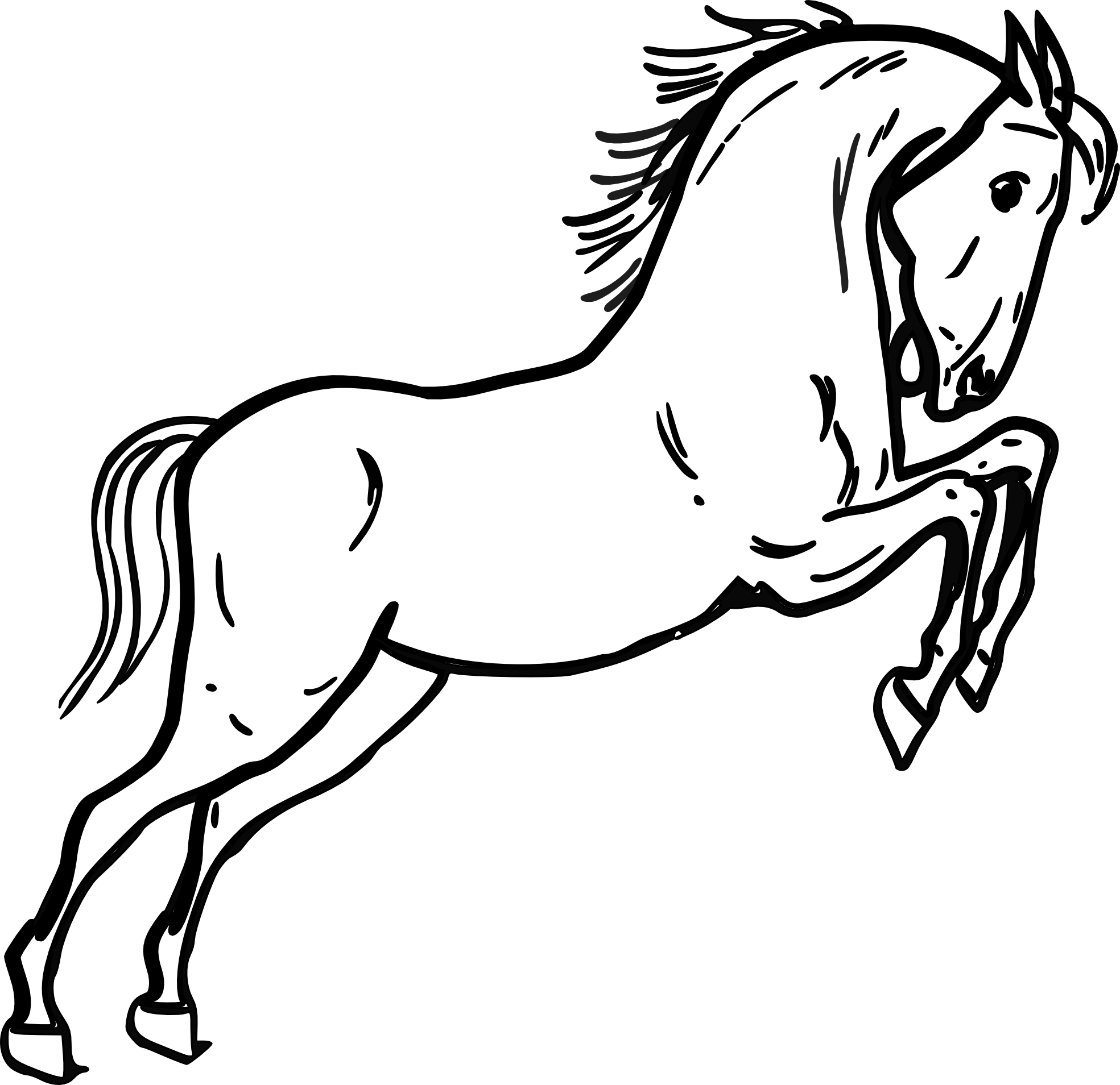 Horse Clipart Black And White - Mustang Horse Coloring Page - Png Download (1969x1909), Png Download