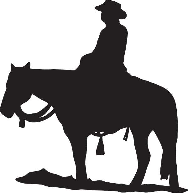 Horse Equestrian Cowboy Silhouette Clip Art - Cowboy On Horse Silhouette Clipart - Png Download (600x614), Png Download