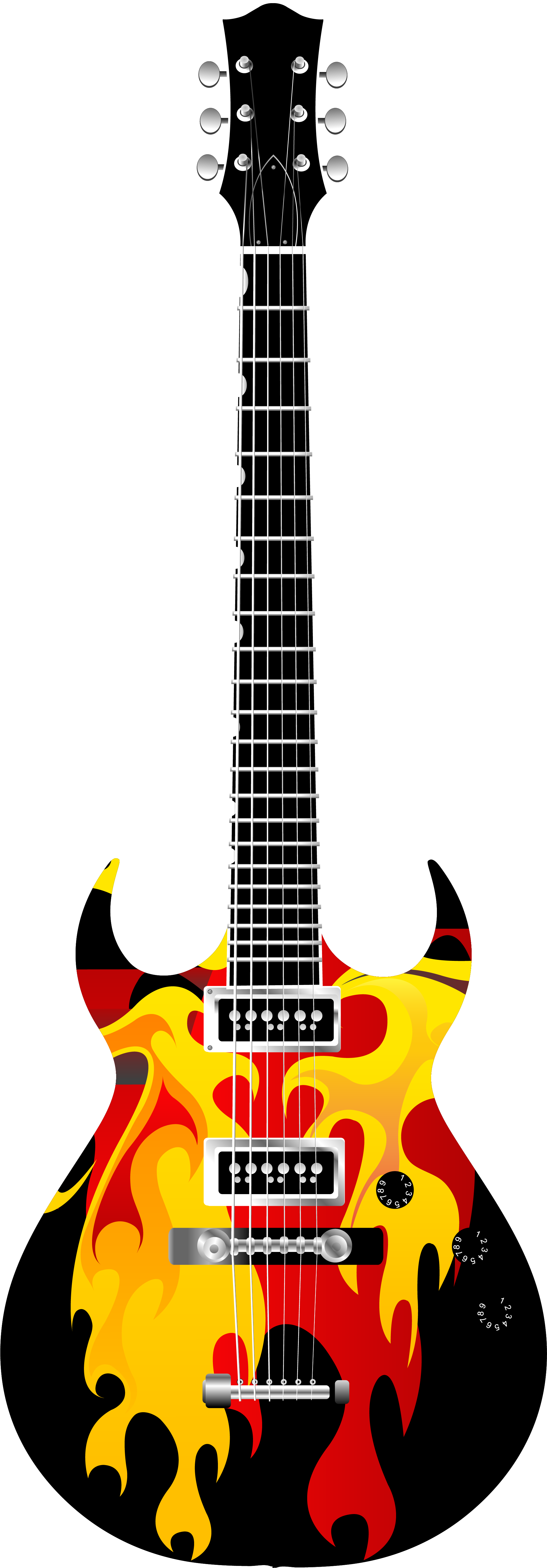 Flame Electric Guitar Png Clipart - Electric Guitar Png Clipart Transparent Png (2293x6168), Png Download
