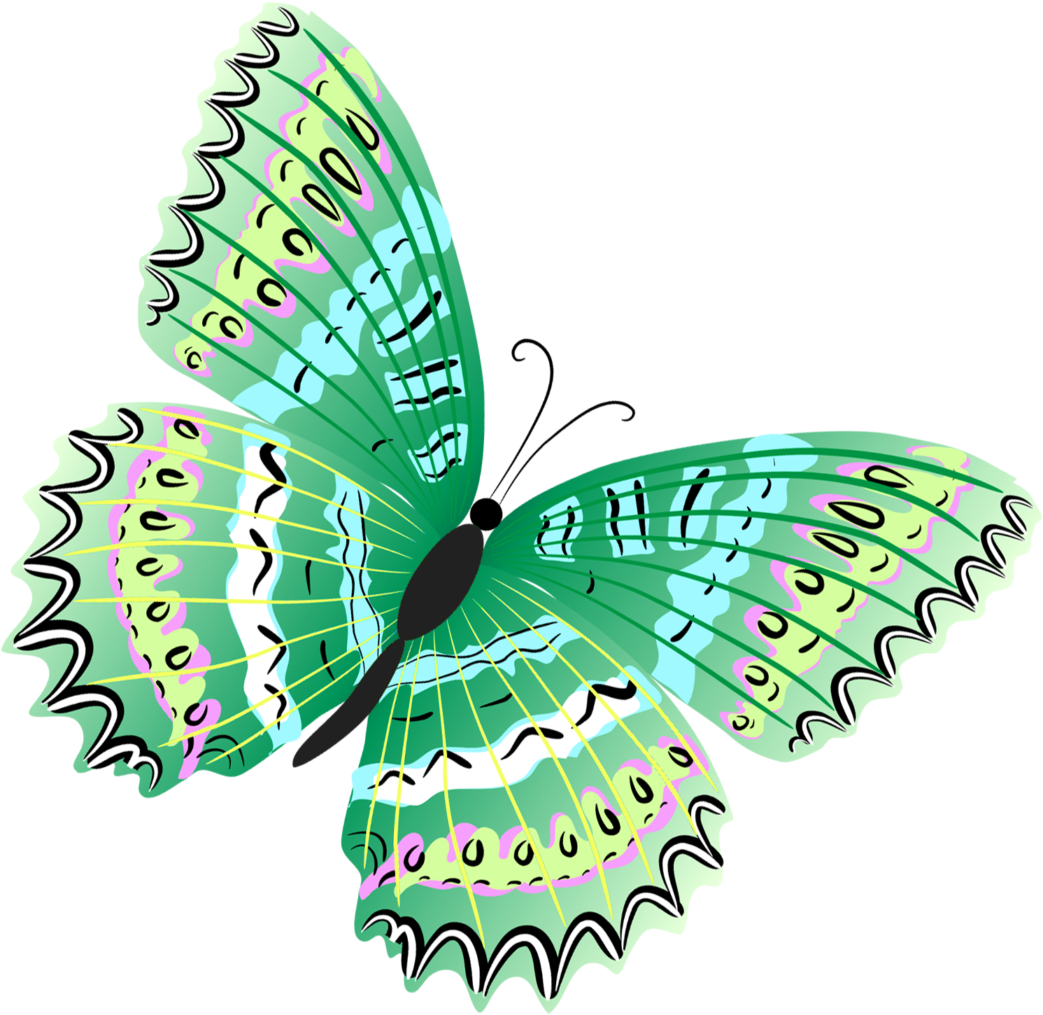 Butterfly Clip Art - Green Butterfly Clipart - Png Download (1629x1560), Png Download
