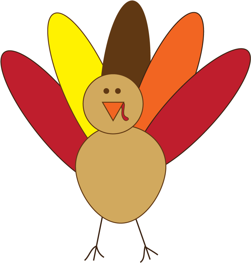 Thanksgiving Clipart Free Black And White For Kids - Easy Turkey Clip Art - Png Download (827x865), Png Download