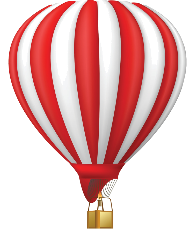 Red White Striped Balloon - Hot Air Balloon Clipart Transparent - Png Download (734x892), Png Download