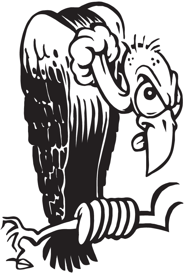 Cartoon Black And White Vulture Clipart (600x883), Png Download