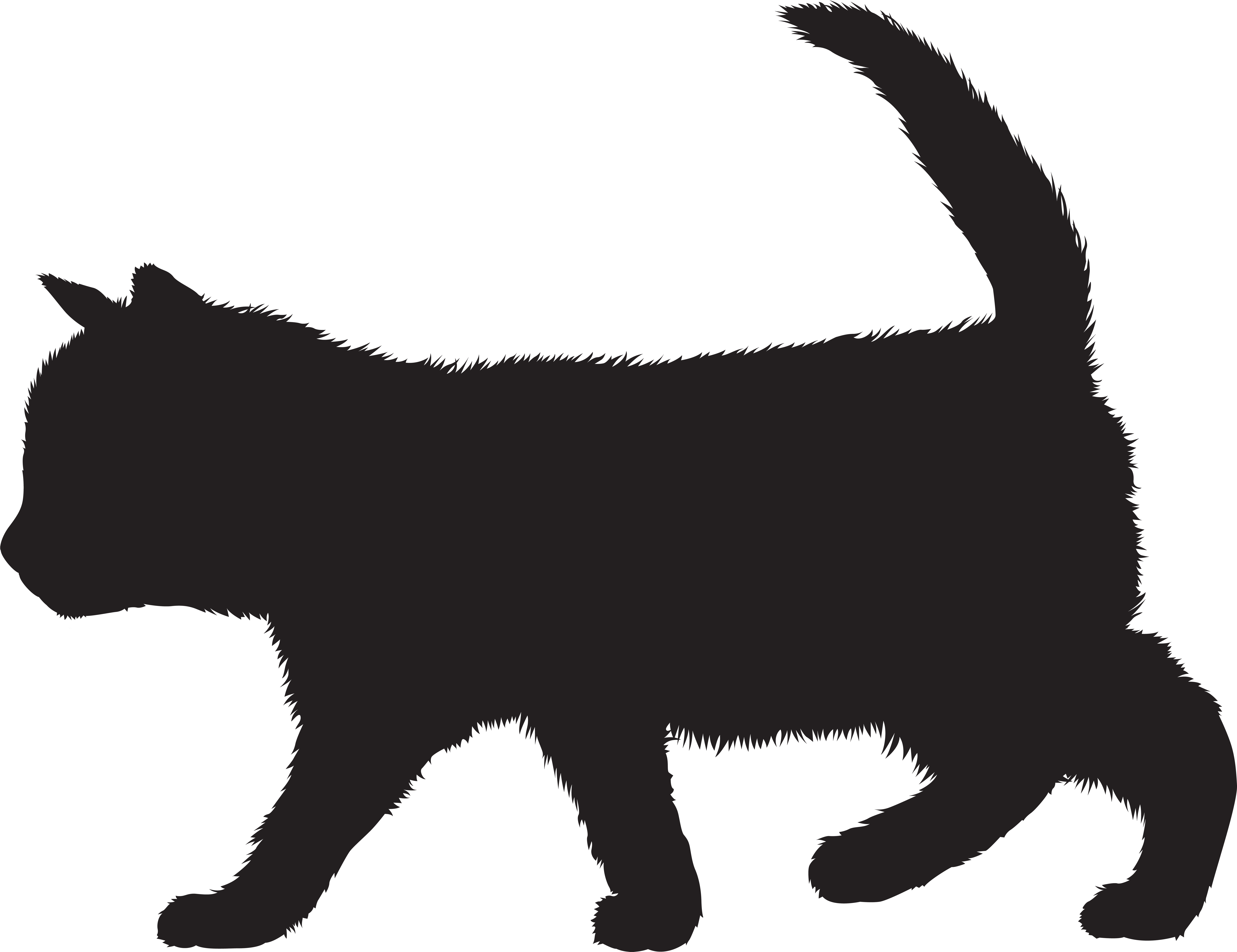 Kitten Black Cat Silhouette Clipart (8000x6190), Png Download