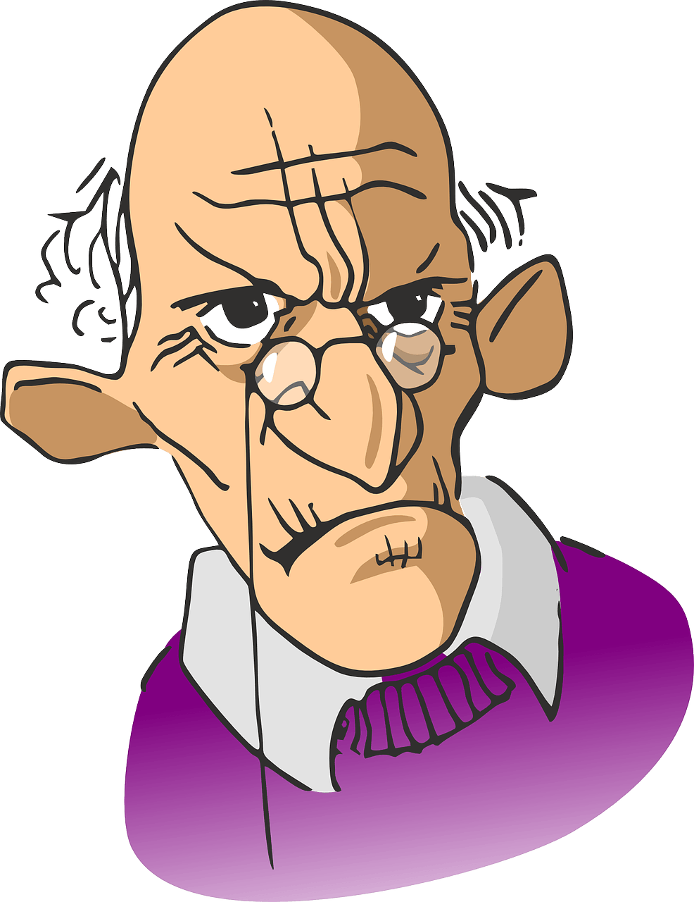 Confused Clipart Man - Cartoon Grumpy Old Man - Png Download (986x1280), Png Download
