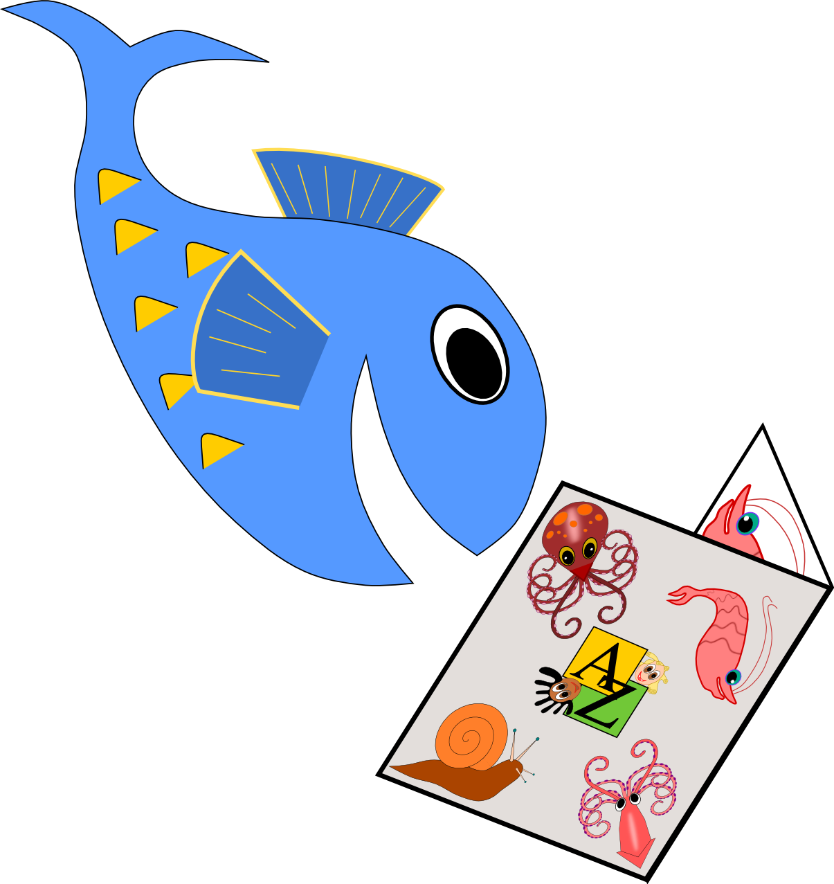 Fish Reading A Book Clipart Clip Art Free Library Aardvark - Fish Reading A Book Clipart - Png Download (1205x1277), Png Download