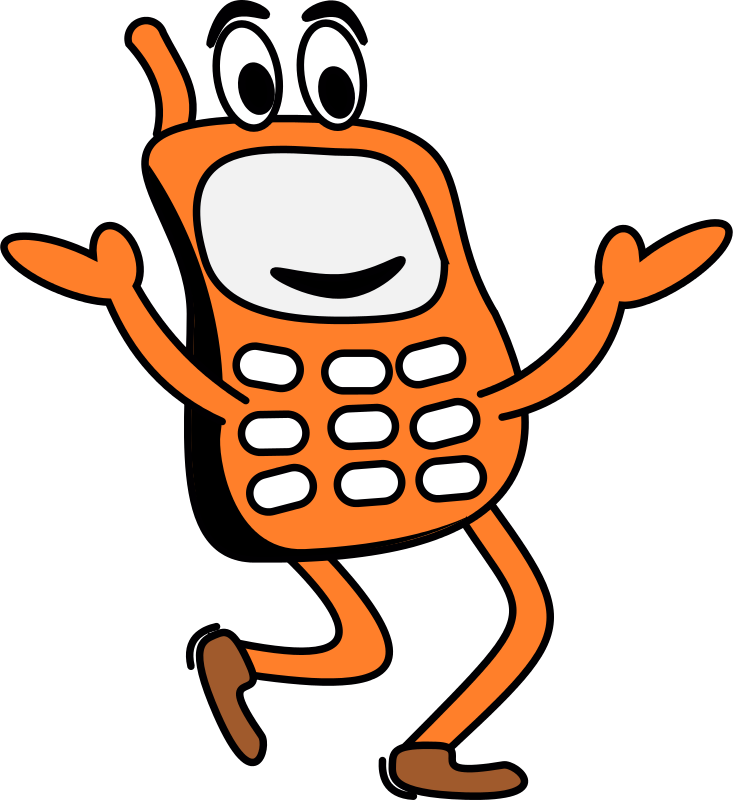Funny Walking Phone Vector Image - Phone Cartoon Clipart Png Transparent Png (600x600), Png Download