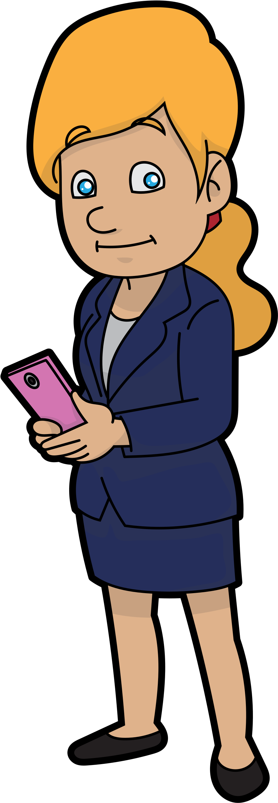Cartoon Girl Using Smartphone Png Clipart (1200x2880), Png Download