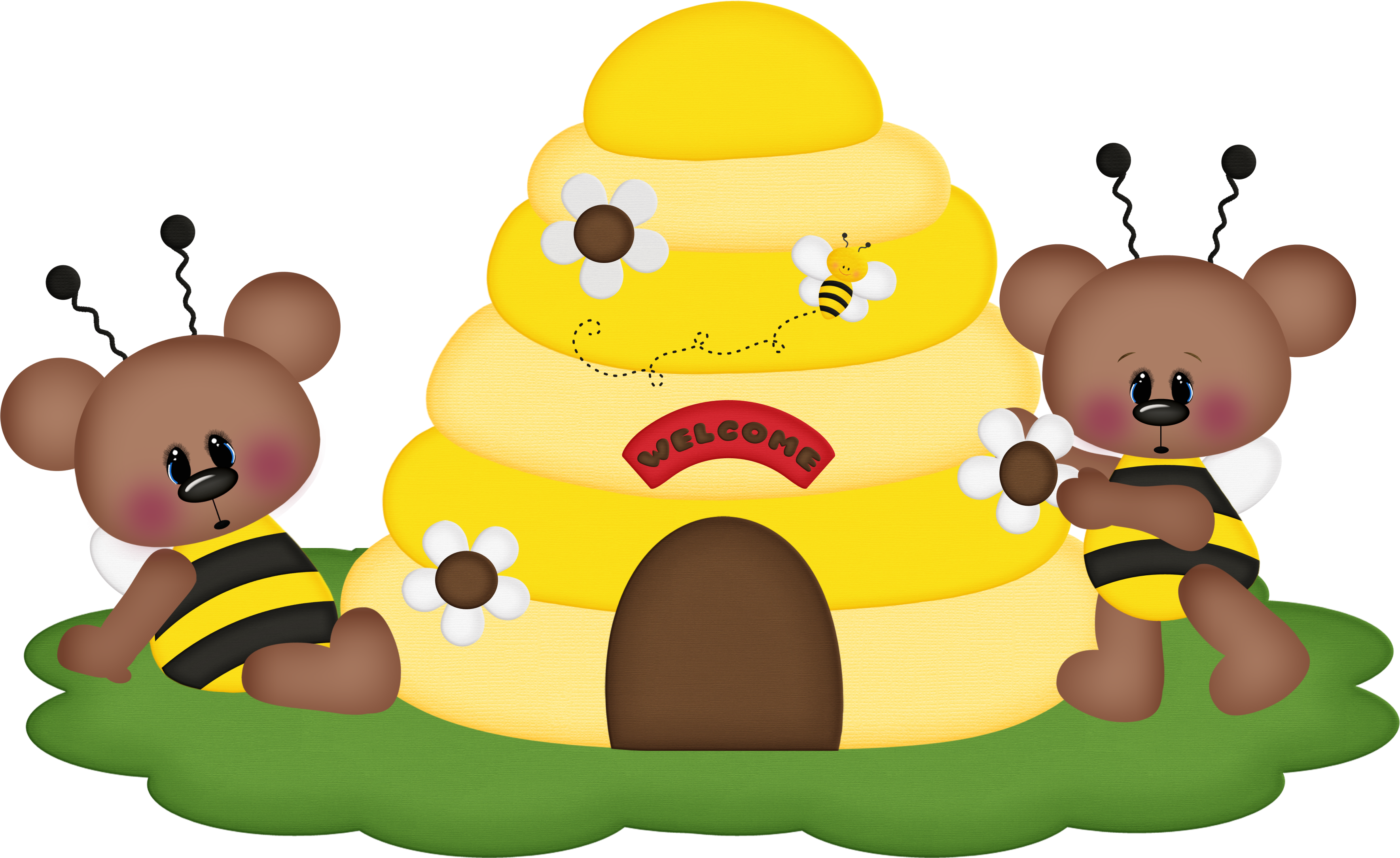 Desenho De Colmeia Em Eva Clipart (3539x2170), Png Download
