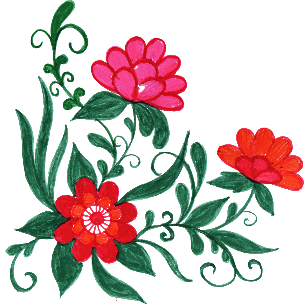 Flowers Images For Free Download Clip Art Library Library - Corner Flower Image In Hd - Png Download (1282x1281), Png Download