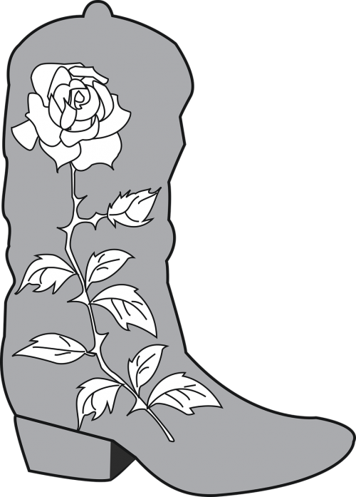 Cowboy Boot Rose - Cowboy Boots Drawing Clipart (500x697), Png Download