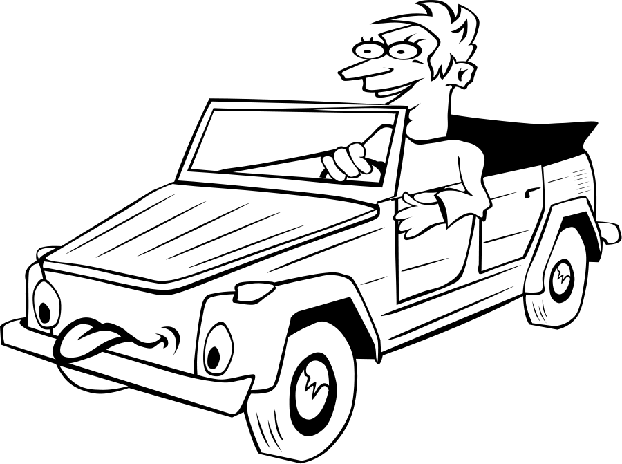 Boy Driving Car Cartoon Clipart, Vector Clip Art Online, - Driving Clipart Black And White - Png Download (900x671), Png Download