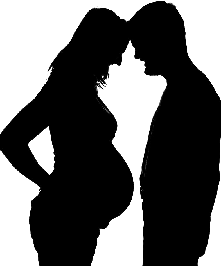 Pregnant-couple - Pregnant Couple Silhouette Png Clipart (760x926), Png Download