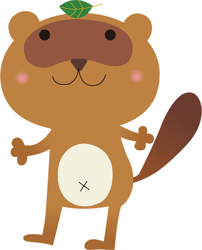 Raccoon Dog Animal Clipart - 頭 に 葉っぱ たぬき - Png Download (646x800), Png Download