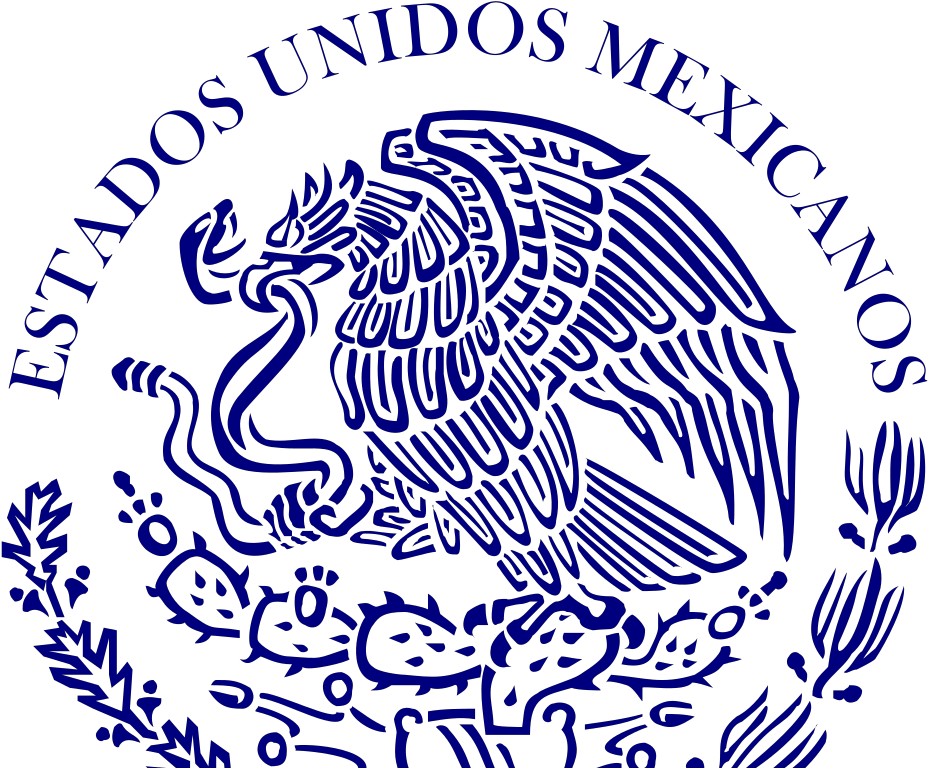 Blue Mexico Seal Svg Clip Arts - Mexican Flag Clipart Black And White - Png Download (1024x1024), Png Download