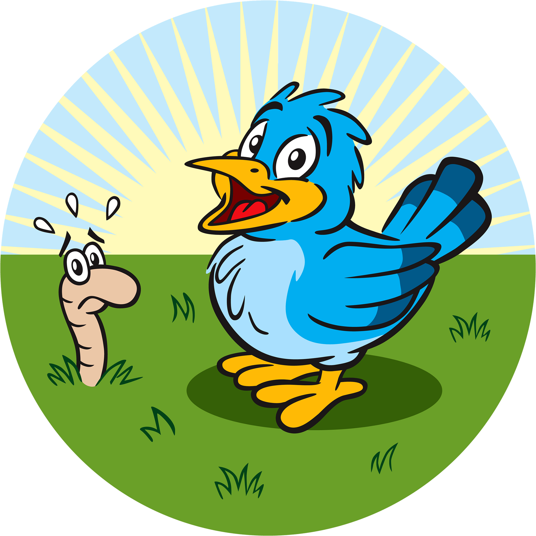 Doc - Bird And Worm Cartoon Clipart (1716x1716), Png Download