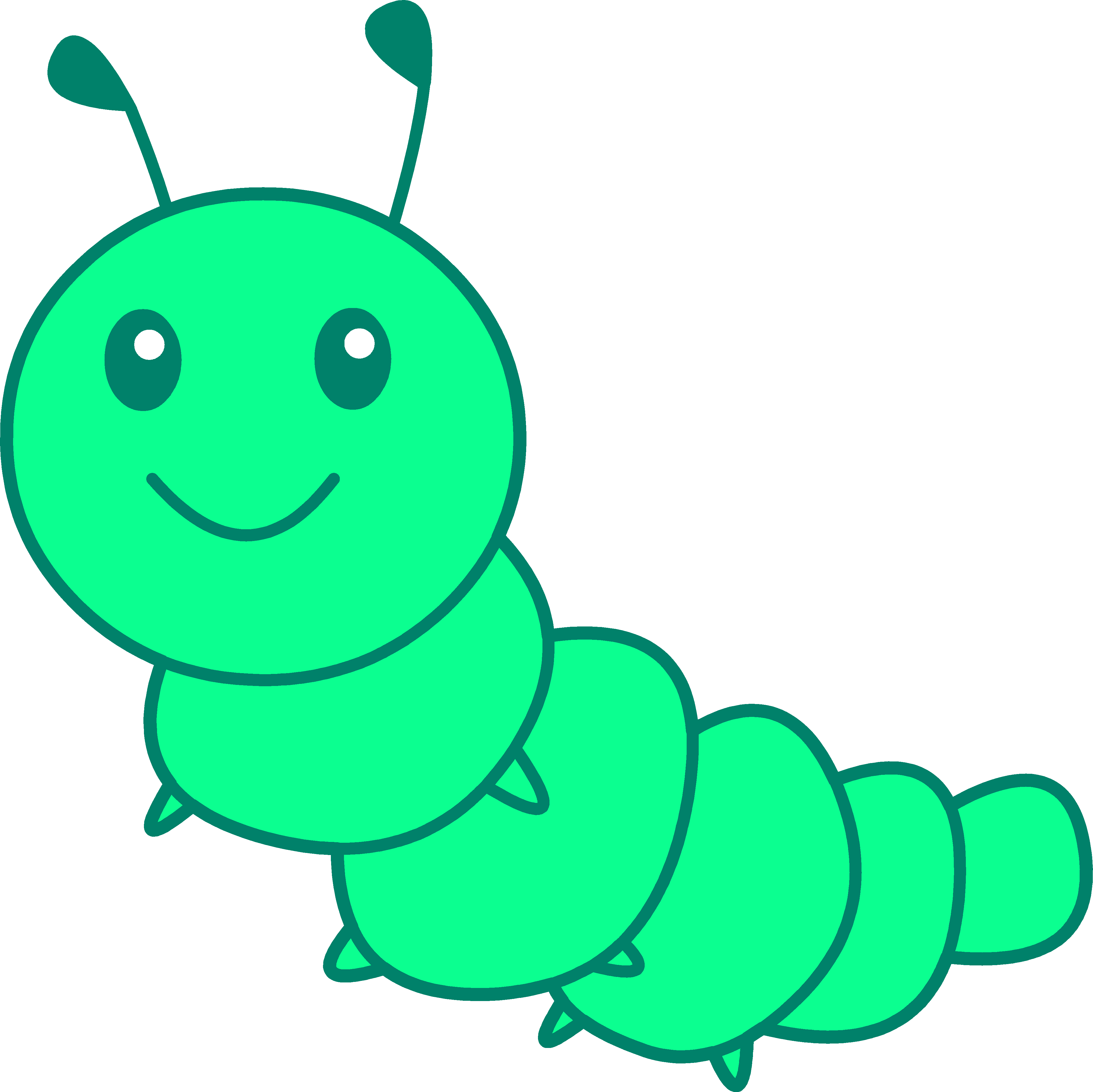 Green Worm Clipart - Cartoon Caterpillar - Png Download (4169x4166), Png Download