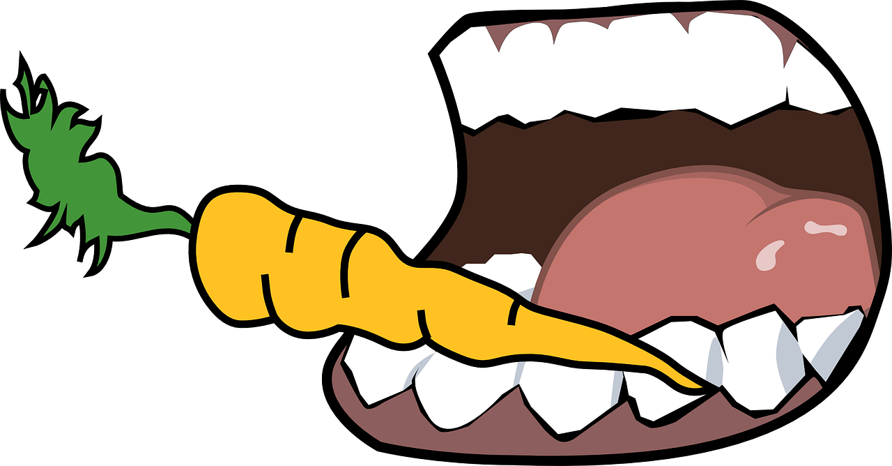 Carrot Bite Mouth Free Photo Clipart (1280x668), Png Download