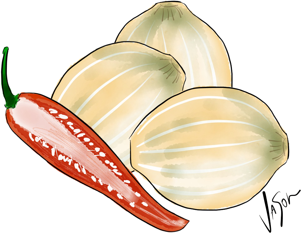 Picture Of Pickled Onions With Chilli - Pickling Onions Illustration Clipart (1002x1002), Png Download