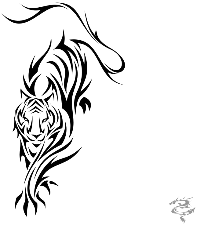 Tiger Tattoos Png Clipart - Easy Tiger Tattoo Drawing Transparent Png (645x737), Png Download