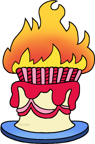 Birthday Cake In Flames - Birthday Clipart (482x648), Png Download