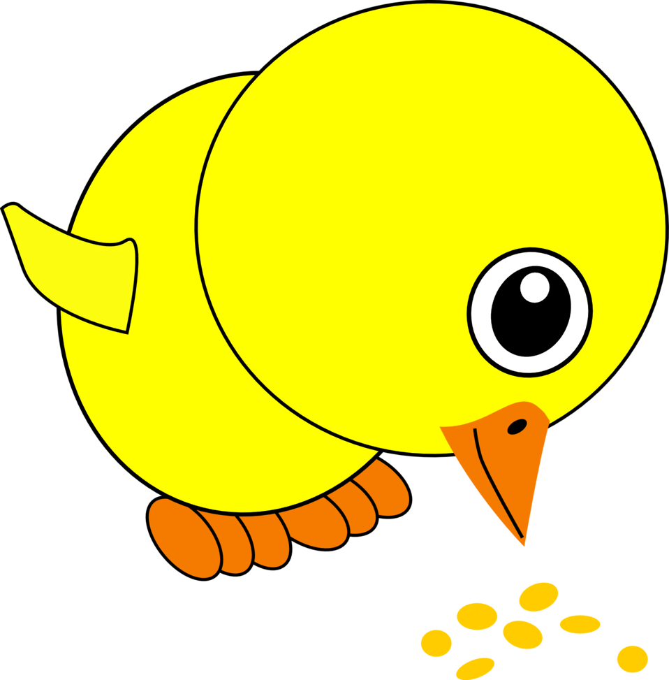 Funny Chick Eating Bird Seed Clipart - Bird Eating Seeds Clipart - Png Download (787x800), Png Download