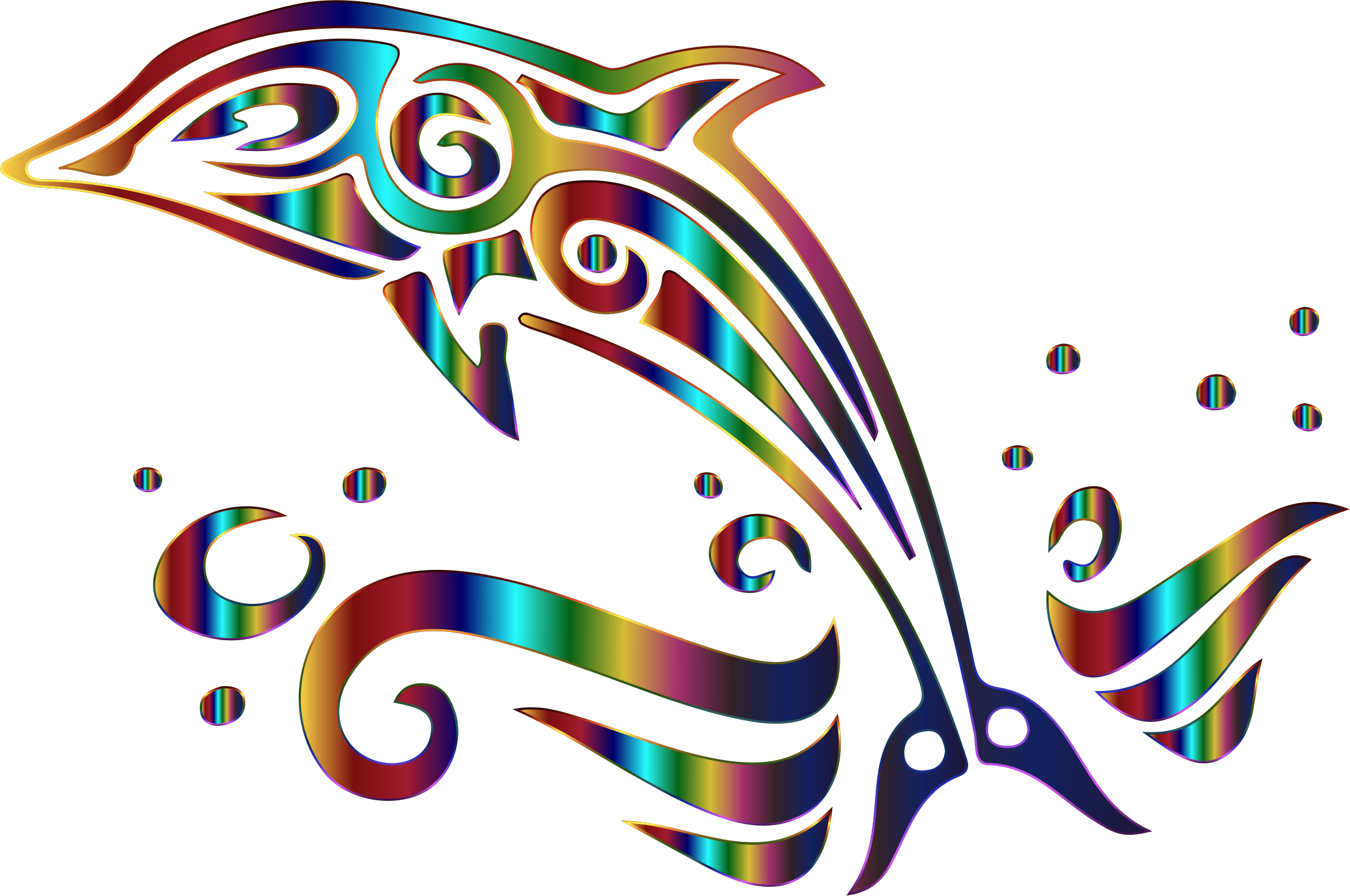 Dolphin Clipart Tattoo - Black And White Dolphin Clipart - Png Download (2344x1555), Png Download