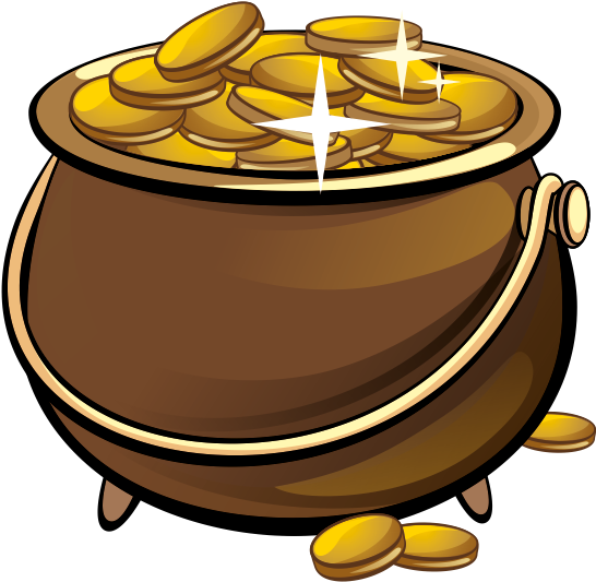 Gold Coin Leprechaun Money - Transparent Pot Of Gold Png Clipart (580x560), Png Download