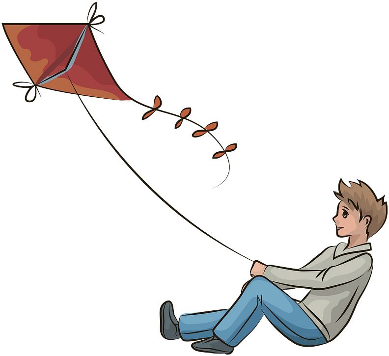 Boy With A Kite Clipart - Cartoon - Png Download (800x800), Png Download