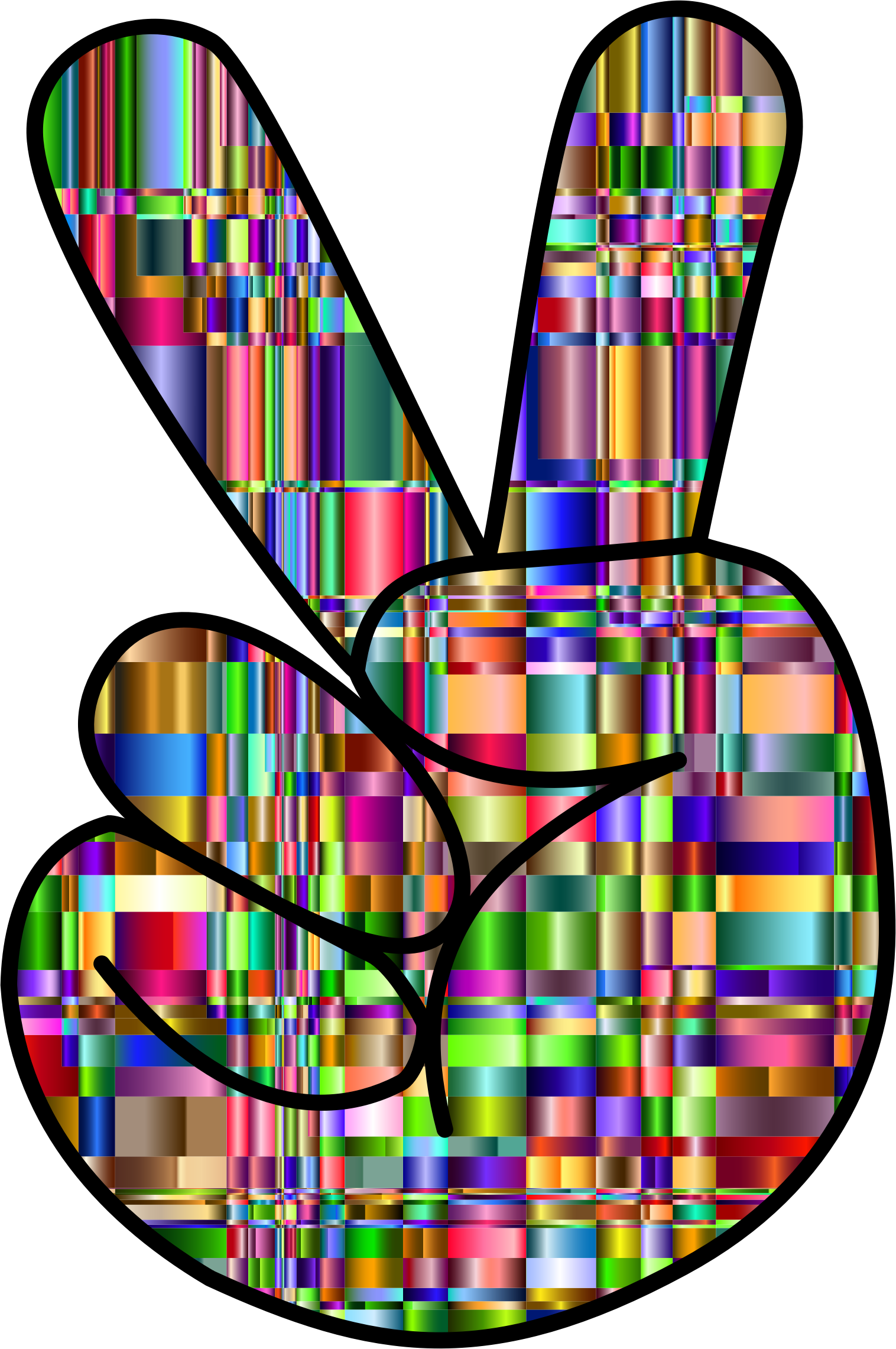 Hand Sign Peace Colorful Clipart (1516x2282), Png Download