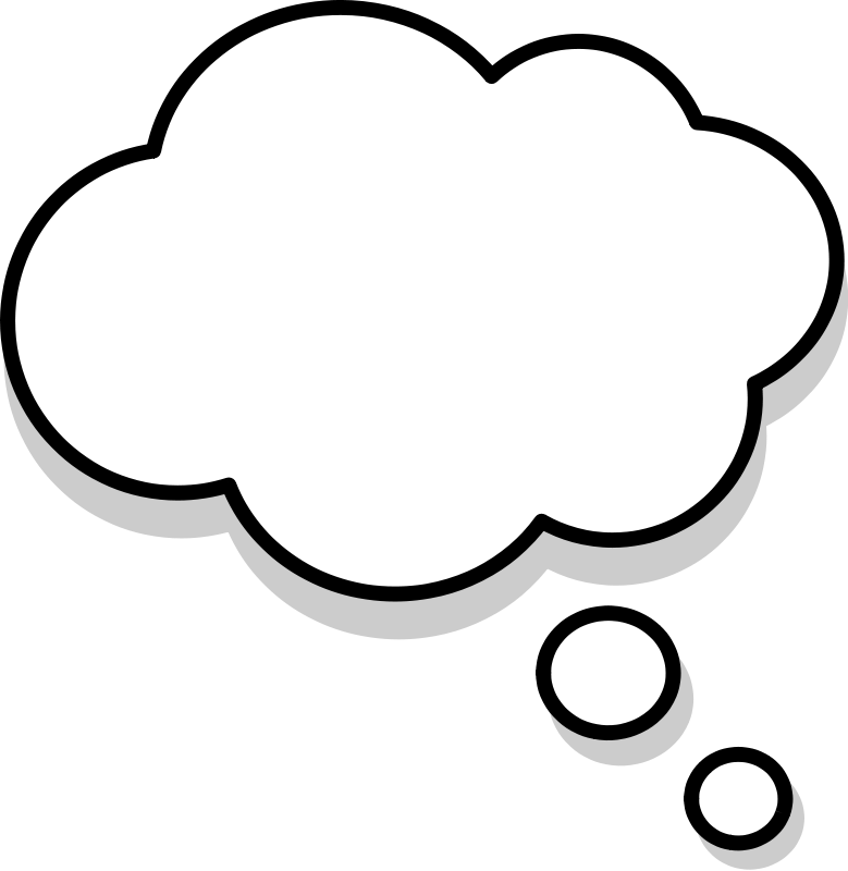 Thought Clip Art - Thinking Cloud Black Background - Png Download (779x800), Png Download