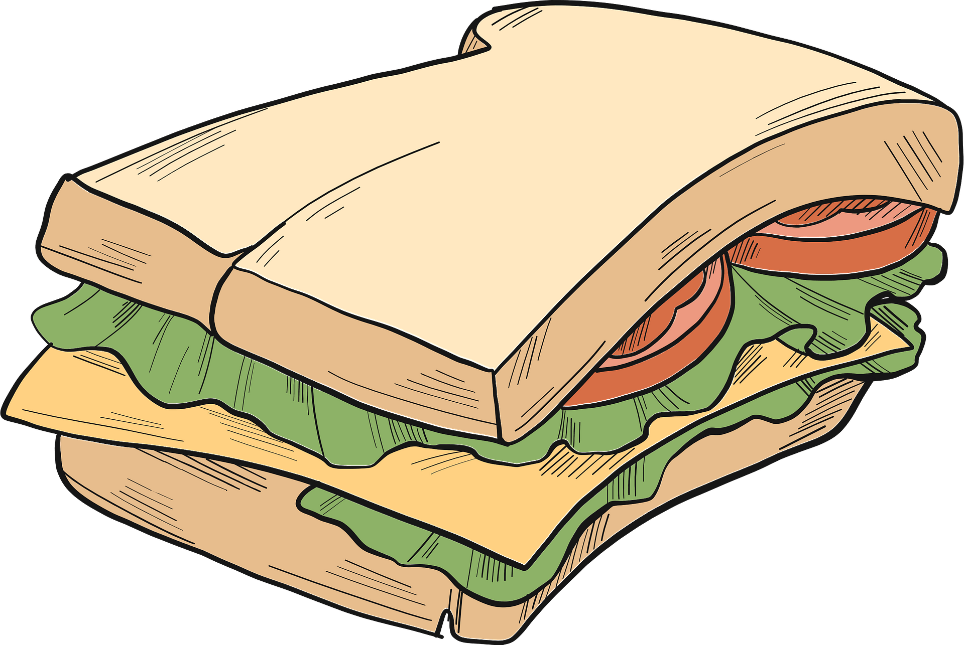 Sandwich Clipart - Fast Food - Png Download (800x536), Png Download