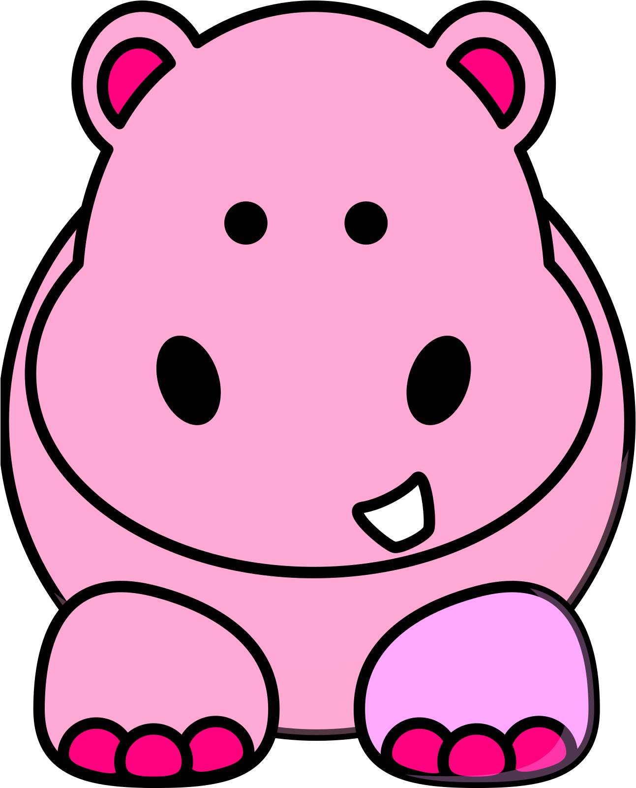 Hippo Clipart Black And White - Png Download (1600x1600), Png Download