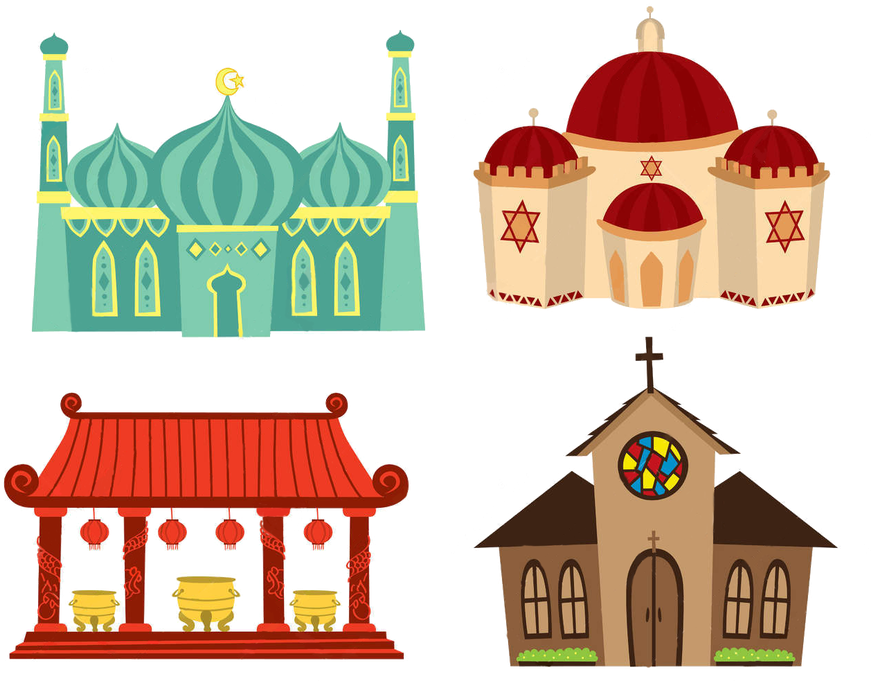Leaving The House For School Clipart Clip Art Library - 4 Places Of Worship - Png Download (900x701), Png Download