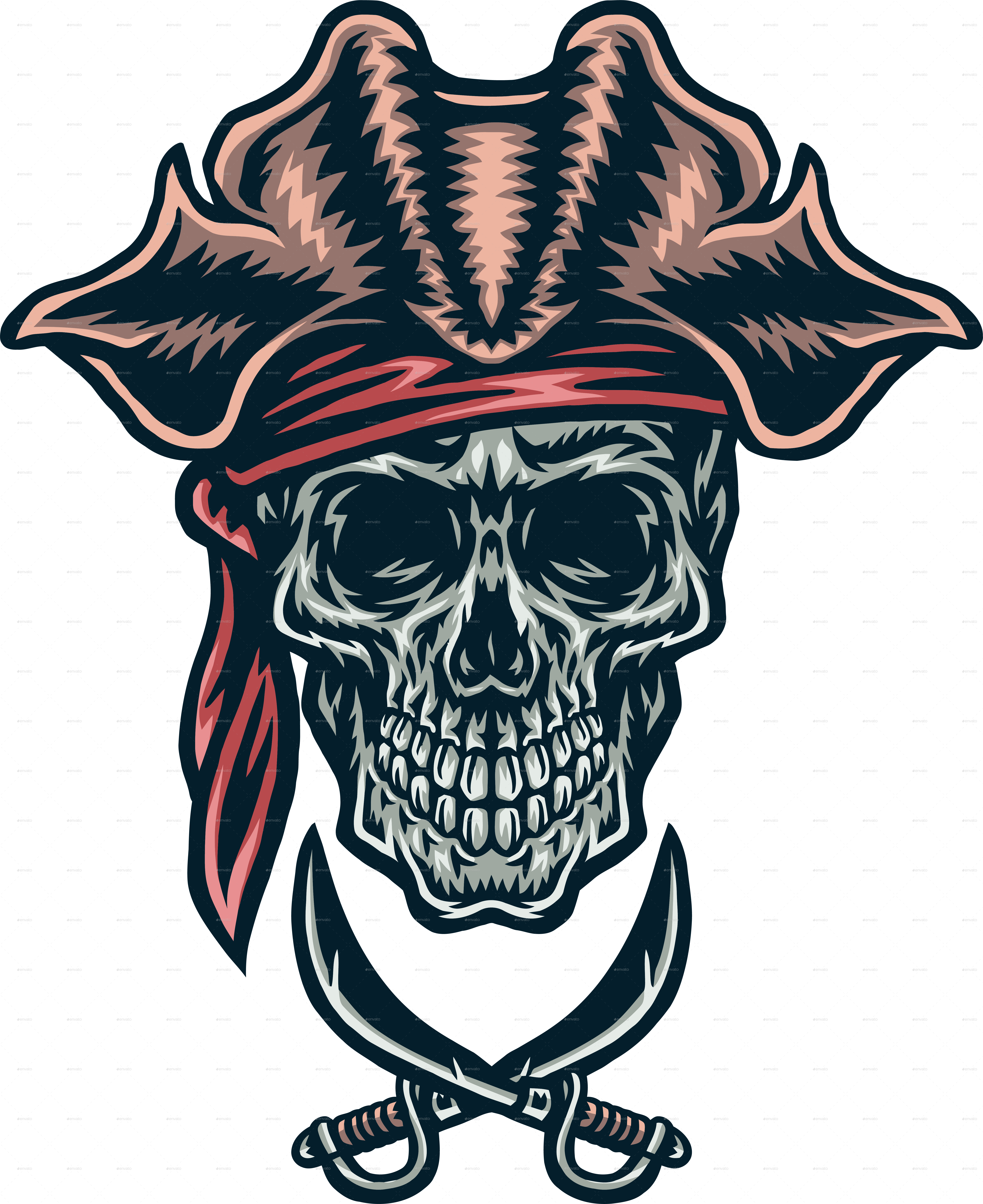 Pirate Skull Clipart (5929x7264), Png Download