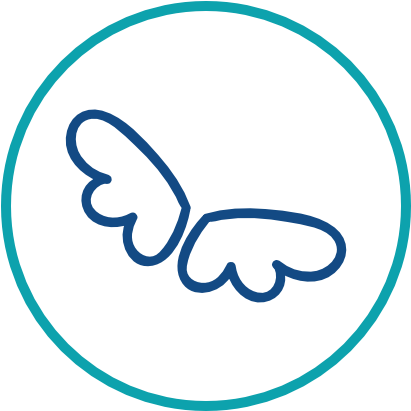 Teal Outlined Circle Dark Blue Outlined Angel Wings - Circle Clipart (800x800), Png Download